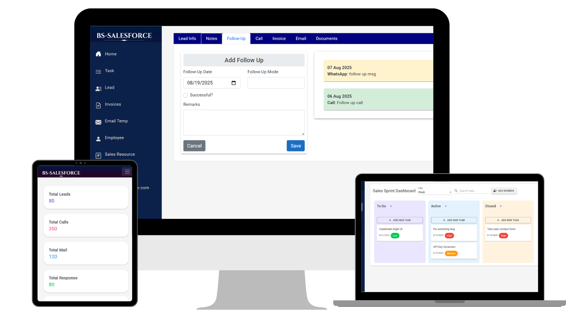 CRM Dashboard Mockup